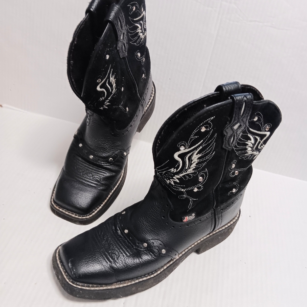 JUSTIN GYPSY Mandra black leather women's boots, 8B